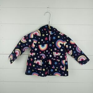 Dip girls size 12-18 mos colorful rainbow design hooded coat snaps up